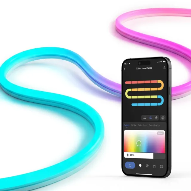 Calex Neon Flex LED Strip 2 m - RGBIC Sfeerverlichting - Buigbaar - App- en Spraakbediening via Wifi