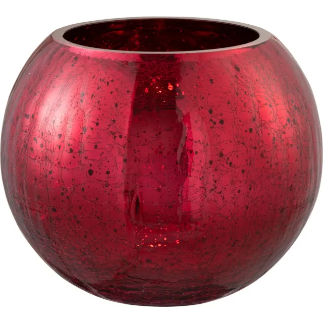 J-Line windlicht Bol Craquelé - glas - rood - large