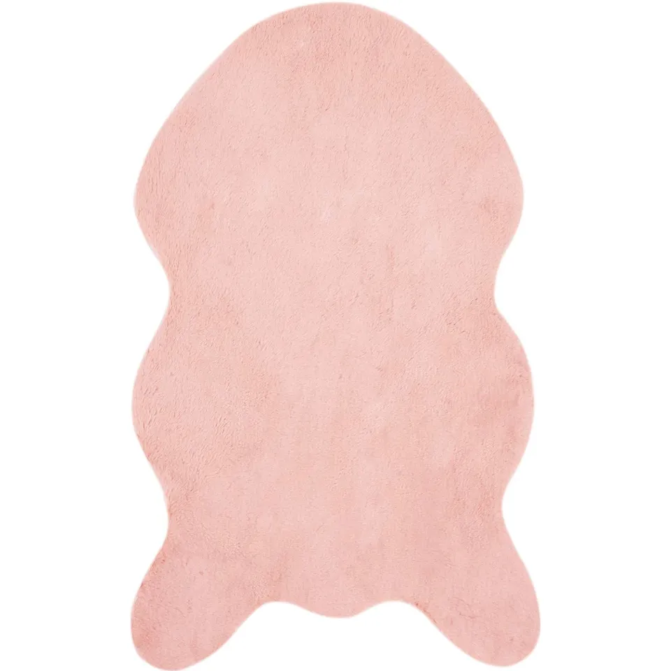 vidaXL Antislip vloerkleed van imitatie konijnenbont OLITE Roze