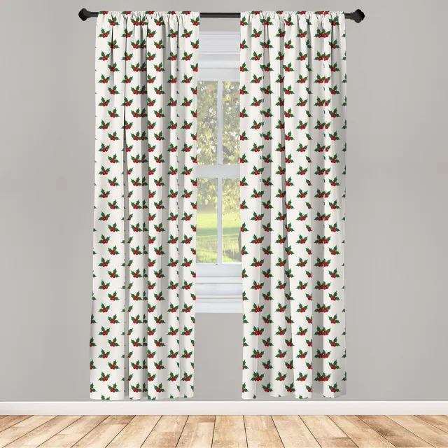 ABAKUHAUS Raamdecoratie Hulstbessen – 2-delige set 75x175 cm – Groen Wit Rood