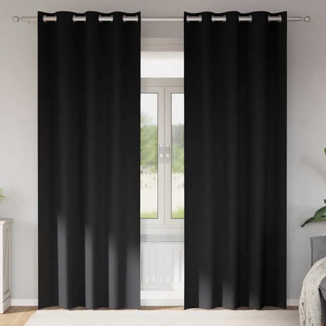 vidaXL Zwart-out Gordijnen met Ringen 2 st Zwart 260 x 140 cm