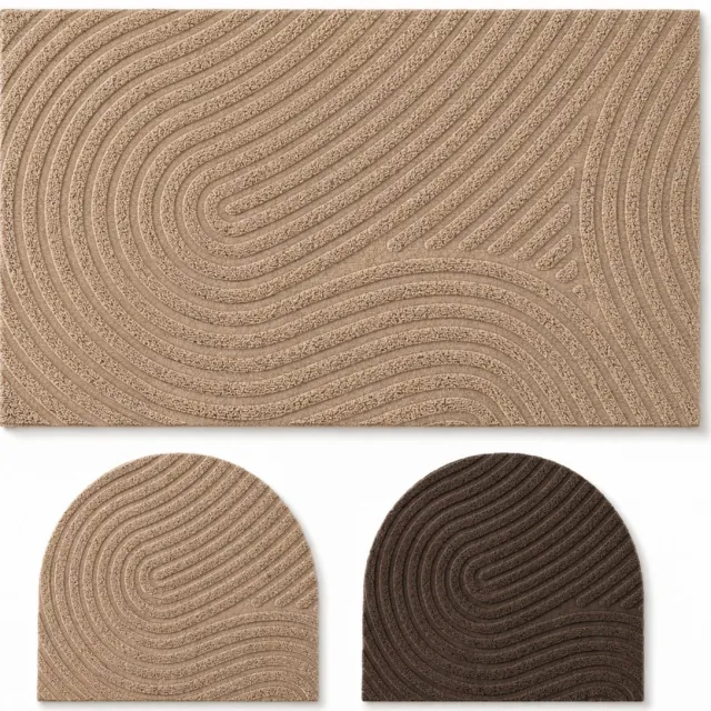 Studio M Deurmat - Japandi Stijl - Deurmat Binnen - Zandbeige - 60x90 cm - Antislip Deurmat - Polyester & TPE - Vloerverwarming Geschikt Zandbeige (Golvend)