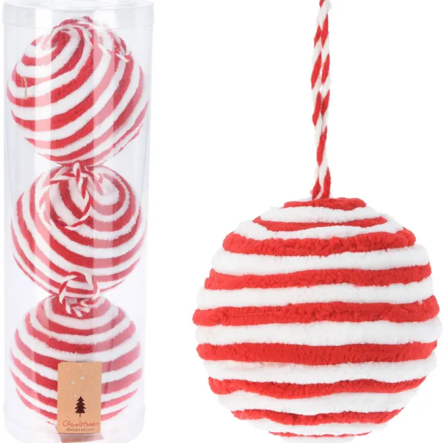 Home & Styling Collection Kerstballen polyester rood - 3 stuks (ø10 cm)