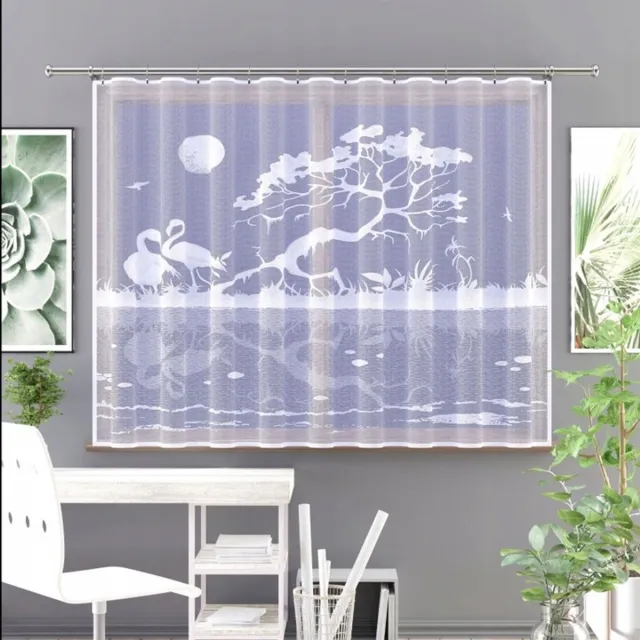 Wisan Kataleja - Jacquard vitrage - Gordijn 180 x160 cm - Curtains - Jacquardgordijnen-wit- 180 x 160 cm