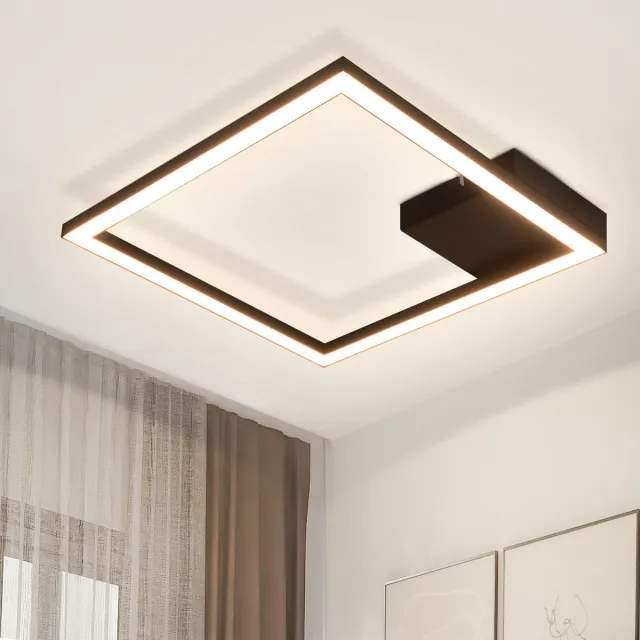 NETTLIFE Plafondlamp LED - vierkant - Zwart - 1 Lichts - 3000K Warm wit Licht - modern Plafondverlichting - 12W - PC - voor Woonkamer | Slaapkamer | Keuken | Gang - 29cm