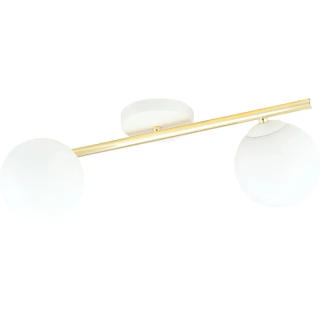 Emibig Design plafondlamp 2x E14 wit met messing en melkglas bollen - Perfect voor een moderne uitstraling in uw interieur