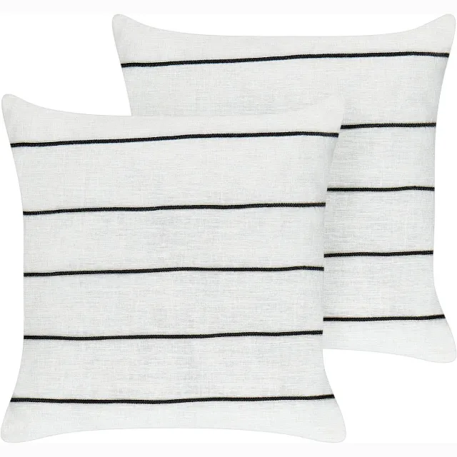 Beliani MILAS - Sierkussen set 2 - Gebroken wit/Zwart - 50 x 50 cm - Linnen