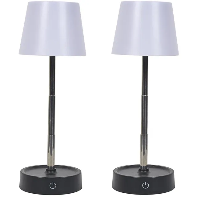 HOME DECO FACTORY Oplaadbare LED tafellamp - 2x - verstelbare hoogte - touch bediening Wit
