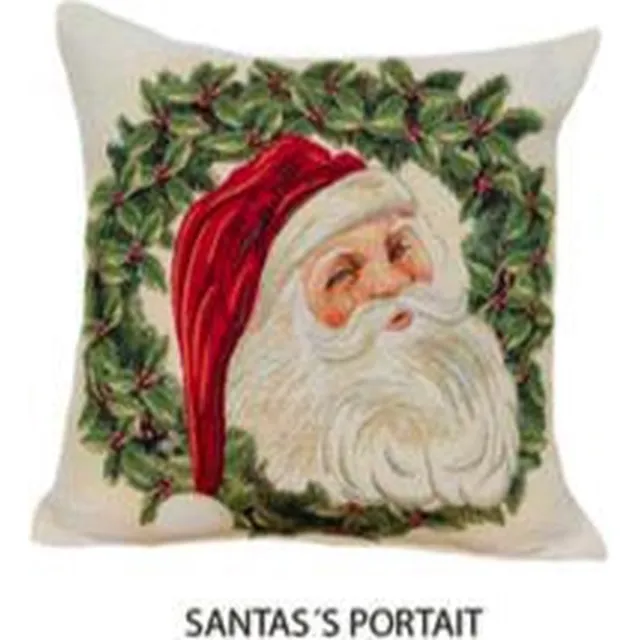 Emme Kussenhoes Kerst Santa's Portrait Sierkussenhoes Sierkussen Creme