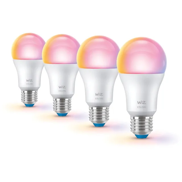 WiZ Voordeelverpakking - E27 - met 4 standaardlampen - Mat - 60W - 806lm - Wit en Gekleurd Licht - Slimme LED Verlichting - Werkt met Apple HomeKit, Alexa en Google Home - Tunable White and Color