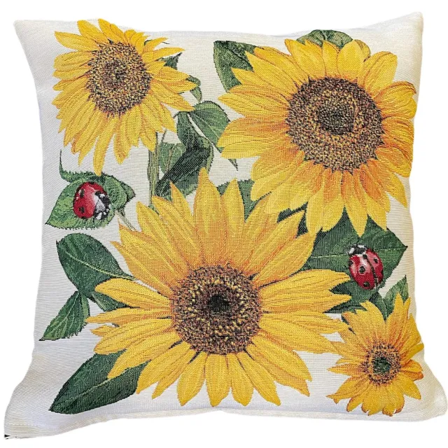 Emme Kussenhoes - luxe gobelinstof - Zonnebloem - 45 x 45 cm Creme