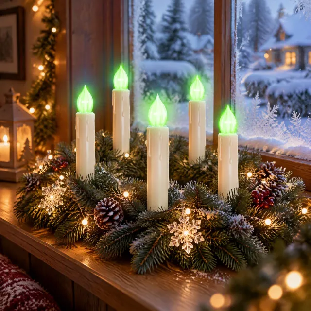 Froadp 50er LED Kerstkaarsen Draadloos kleurverlichting Kaarsen Met Timer Afstandsbediening Vlamloze Kerstboomkaarsen Feest Voor Feestjes,Kerstboom,Huwelijk, Huwelijksdecoratie,Geboortedag (Met Batterij)