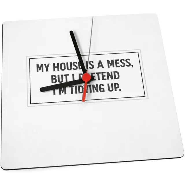 Mr Cadeautjes Klok 19 x 19 - design Nette minimalistische typografie met droge zelfspot, maar da | cadeau Wit