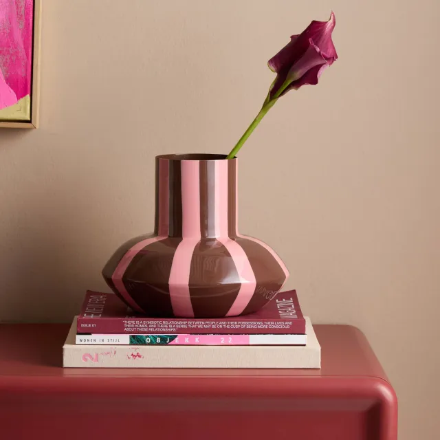 NOUS Living vaas Hilde 20x25,5 cm - roodbruin/roze