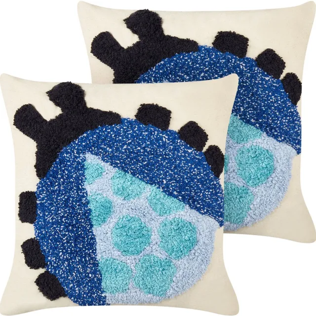 Beliani LADYBIRD - Sierkussen set van 2 - Meerkleurig - Katoen
