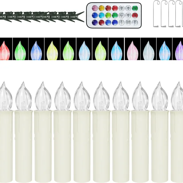 NAIZY LED Kaarsen 20 Stuks - RGB Kleurwisselend - Kerstboomkaarsen met Clip - Timer & Afstandsbediening - IP44 - Zonder Batterijen - NAIZY Multicolour licht