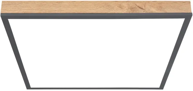 Globo Lighting LED-paneel plafondlamp kantoorlamp plafond, houtlook grafiet, ALU MDF, 24W 1500Lm warm wit, LxBxH 45x45x6,5 cm Bruin