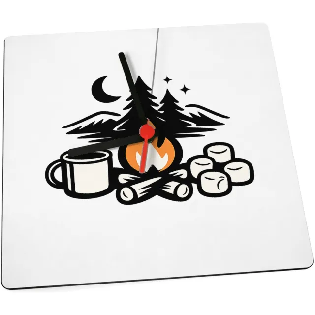 Mr Cadeautjes Klok 19 x 19 - design Gezellige herfst-camping quote met warme sfeer en een speels | cadeau Wit