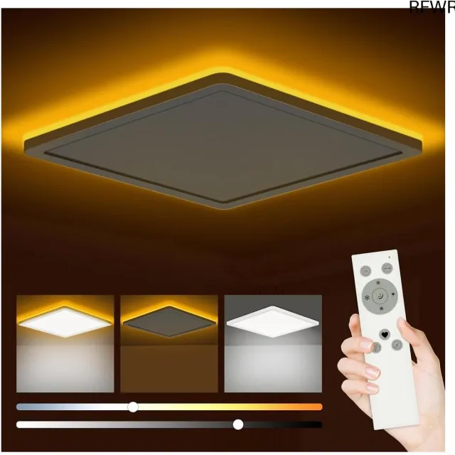 RFWR Dimbare Led-plafondlamp 24 W, 3200 lm met Afstandsbediening - Ideaal voor Woonkamer, Keuken, Slaapkamer en Badkamer Wit