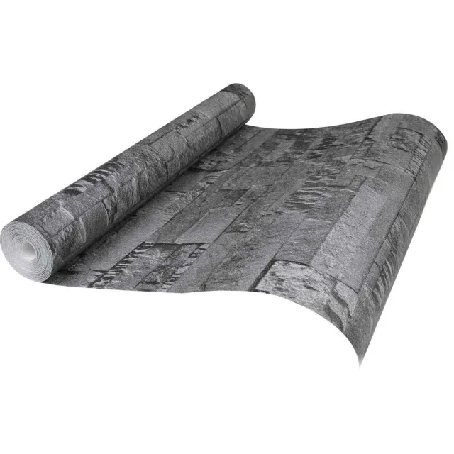 vidaXL 3D Steen Behang Zwart 10 x 0,53 m Non-Woven Stof