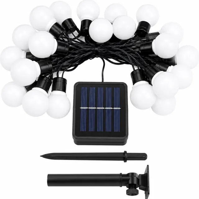 Gloovon Lichtsnoer Buiten Solar - Witte Bollen & IP55 Waterdicht - Warm Wit Licht - Voor Tuin & Balkon - 30 LED - 6,5 Meter