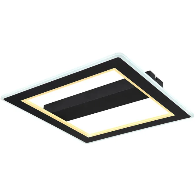 Globo Lighting LED plafondlamp zwart Woonkamerlamp Moderne LED designlamp zwart, metaal, opaal, 30W 1860Lm 3000+6500K warm wit+koud wit, LxBxH 45x45x5 cm