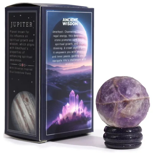 Ancient Wisdom Ametyst Planeet op een Sola Goldstone Standaard - 40mm (30x15mm standaard) paars-lila