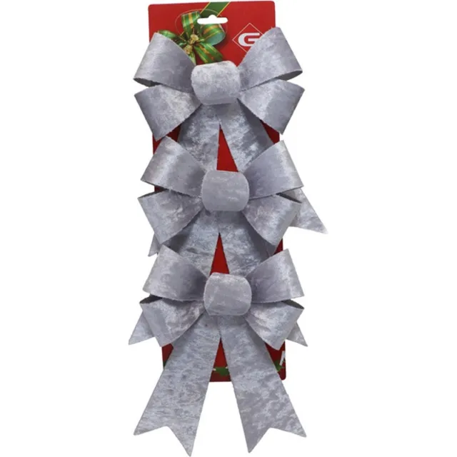 Gerimport Kerst ornamenten strikken - 3x st - zilver - 15 x 24 cm - kerstboomstrikjes