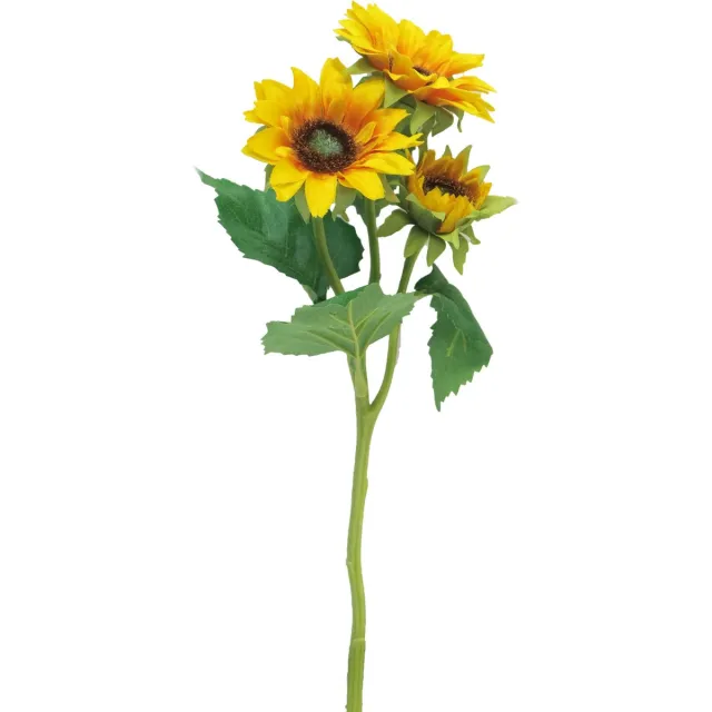 Bellatio Design Kunstbloem Zonnebloem Helianthus - 37 cm - losse steel - kunst zijdebloem - 3 bloemen Geel