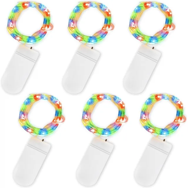 longziming LED Lichtkettingen - Mini Slingerlampjes Op Batterijen - Flexibele Zilverdraad - Decoratieve LED-verlichting - Geschikt Voor DIY, Feestdecoratie En Tafeldecoratie - 6 Stuks