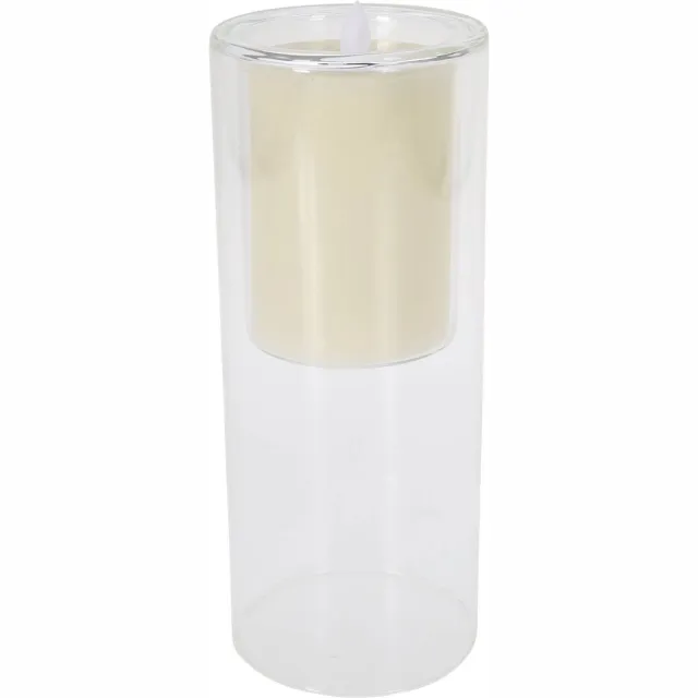 Koopman LED Kaars in Glas, Wit, Ø10x25 cm, Op Batterijen