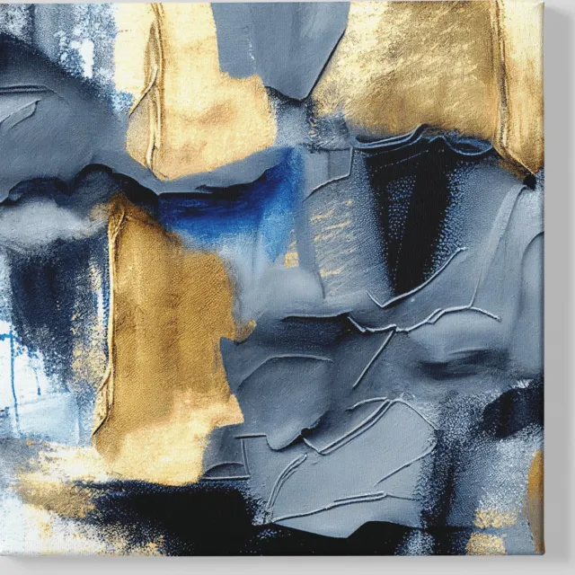 Trendex Global Canvas Schilderij - Abstract - Goud - Grijs -Wanddecoratie - 100x100x2 cm