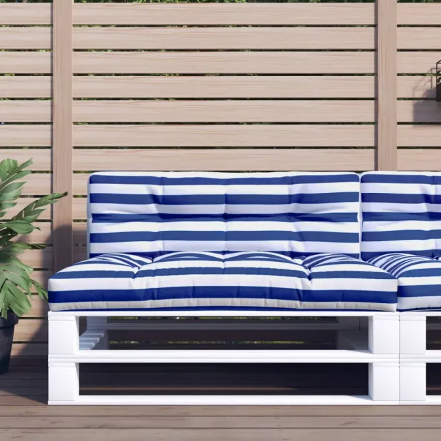 vidaXL Palletkussen 120x40x12 cm stof gestreept blauw en wit Meerkleurig