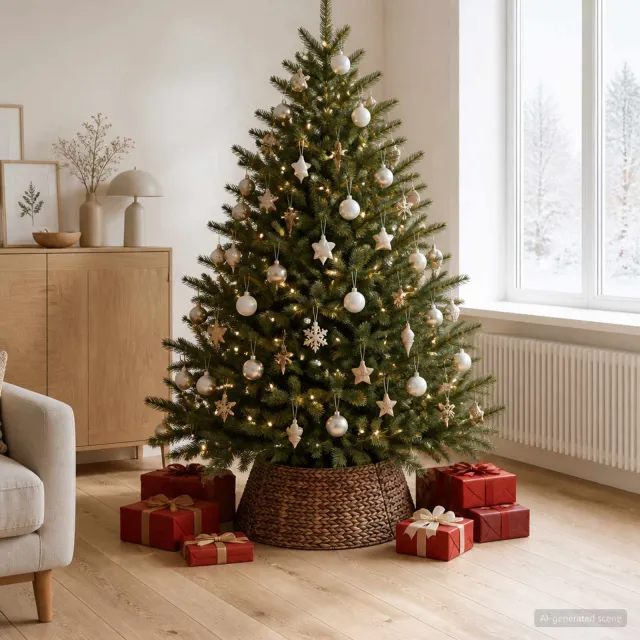 vidaXL Kerstboomkraag Rond Bruin Dia. 60 x 22 cm Waterhyacint