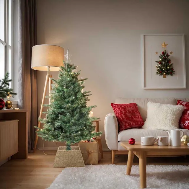 vidaXL Kerstboomkraag Vierkant Bruin 50 x 50 x 25 cm Zeegras