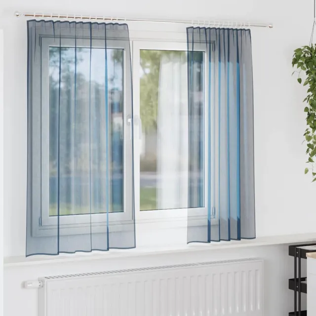vidaXL Gordijnen voile met roedezakken 2 st koningsblauw blauw