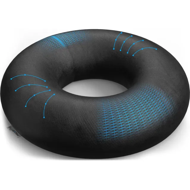 Good4You Donut Zitkussen - Orthopedisch Ringkussen - Ergonomisch Ontwerp - Zwangerschapskussen - Stuitkussen - Zitring Zwart