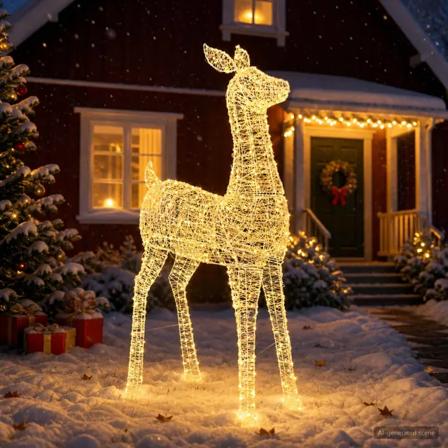 vidaXL Led-kerstverlichting rendier LOVIISA 900 LED's Warmwit