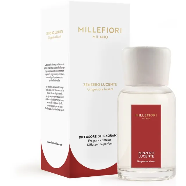 Millefiori Milano Geurstokjes 250 ml - Zenzero Lucente - Limited Edition rood