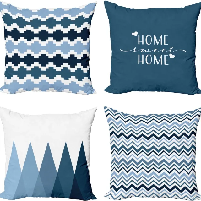 New Bed Modern Geometrisch Stijlpatroon van Driehoeken Zigzagen Kussenhoes met sierkussen, 4-pack, modern accent, dubbelzijdig digitaal bedrukt, 45 cm x 45 cm Petrolblauw en Wit