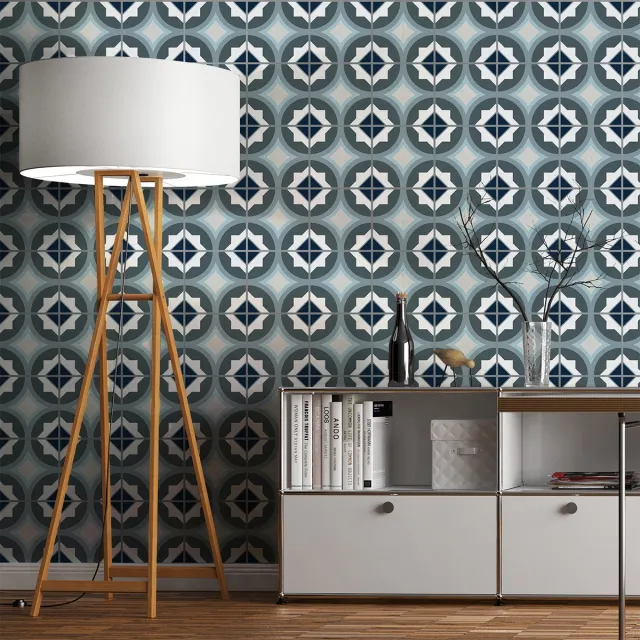 Ambiance Sticker Zelfklevende tegelmuurstickers voor keuken en badkamer - 9 cementtegelstickers, Azulejos Firmina - 9 stickers, 20x20cm Multi color
