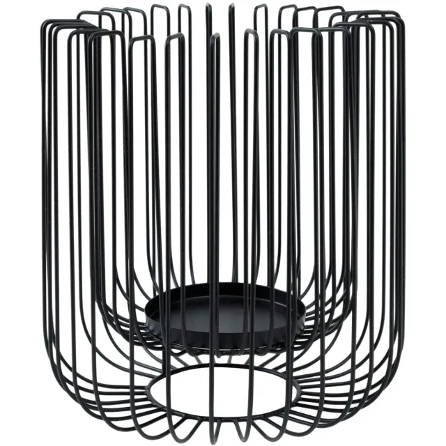 PTMD Eroni Rond Windlicht - H25 x Ø22 cm - Metaal - Zwart
