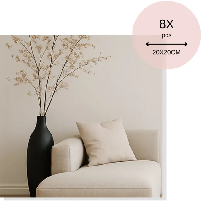 MISOU Plakspiegel - 8 stuks - 20x20cm - Deurspiegel hangend - Zelfklevende spiegel - Wandspiegel - Vierkant - Rechthoek - Wanddecoratie - Miroir Mural - FLORA Zilver