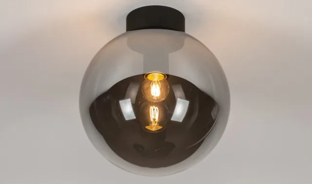 Lumidora Plafondlamp 73956 - Plafonniere - DRUP - E27 - Zwart - Grijs - Metaal - Badkamerlamp - ⌀ 25 cm