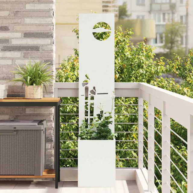 vidaXL Tuin Privacy Screen Wit 32 x 32 x 150 cm Koudgewalst staal