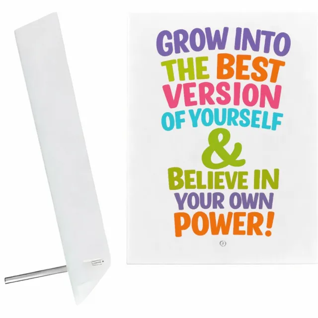 Mr Cadeautjes Glazen fotopaneel Een vrolijke zelfaffirmatieposter met een andere focus op gr - 15 x 20 cm, staand - glas, decoratie, wanddecoratie | cadeau Wit