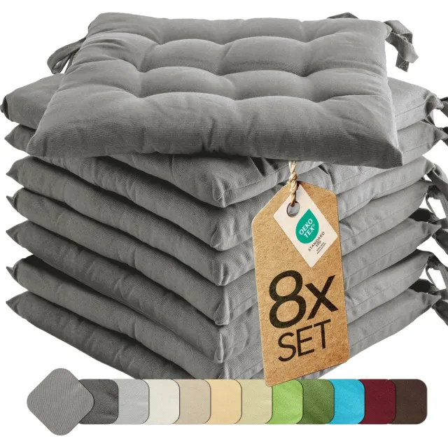 etérea Himmlische Qualität etérea Basic Zitkussen Stoelkussen - Seat Cushion 8 Stuk - 40x40 cm - Grijs