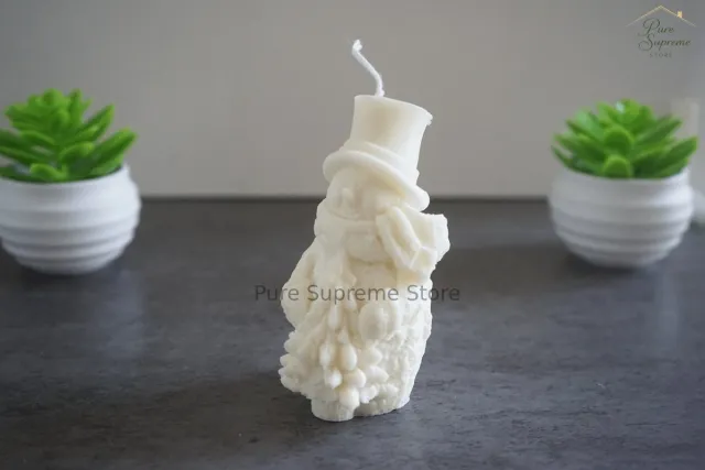 Pure Supreme Store Decoratie kaars sneeuwpop met kerstboom | Kerst | Handgemaakt wit