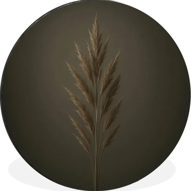 WallCircle Wandcirkel - Muurcirkel - Tak - Pluimgras - Donkerbruin - Aluminium - Dibond - 120x120 cm - Binnen en Buiten