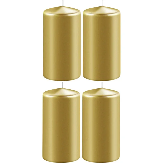Enlightening Candles 4x Metallic gouden cilinderkaarsen/stompkaarsen 6 x 15 cm 58 branduren - Geurloze kaarsen metallic goud - Woondecoraties